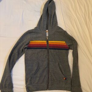 Aviator Nation Charcoal Hoodie with Bold Stripes